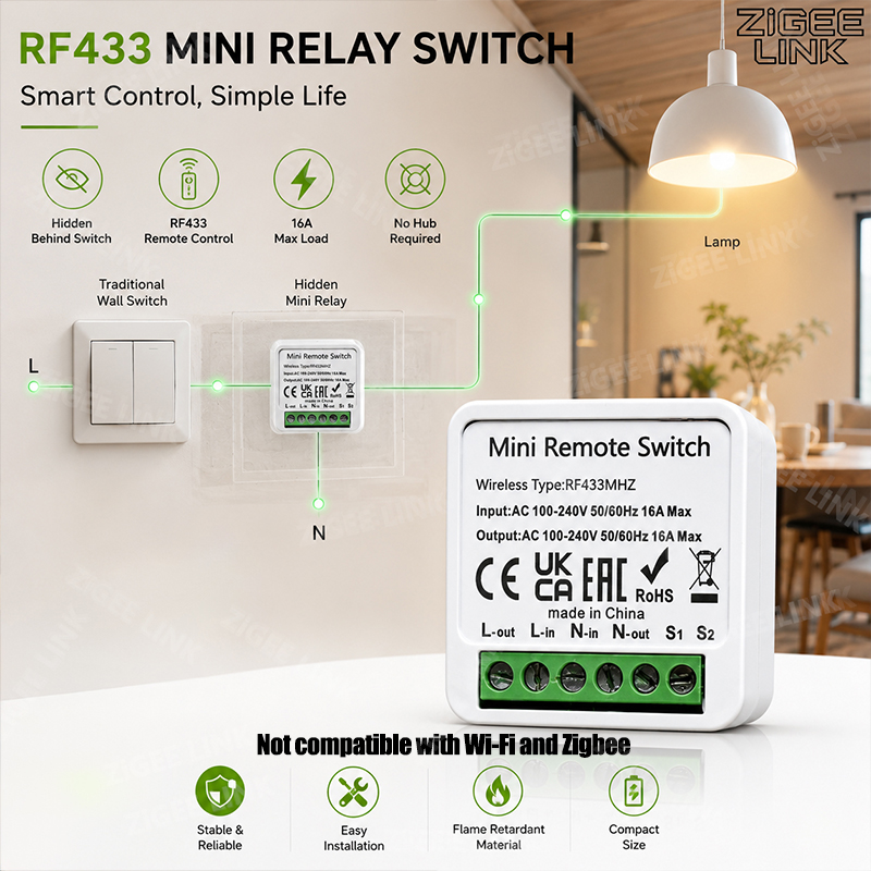Home Automation Systems Diy - Receptor de Relé Inteligente Mini RF433MHz