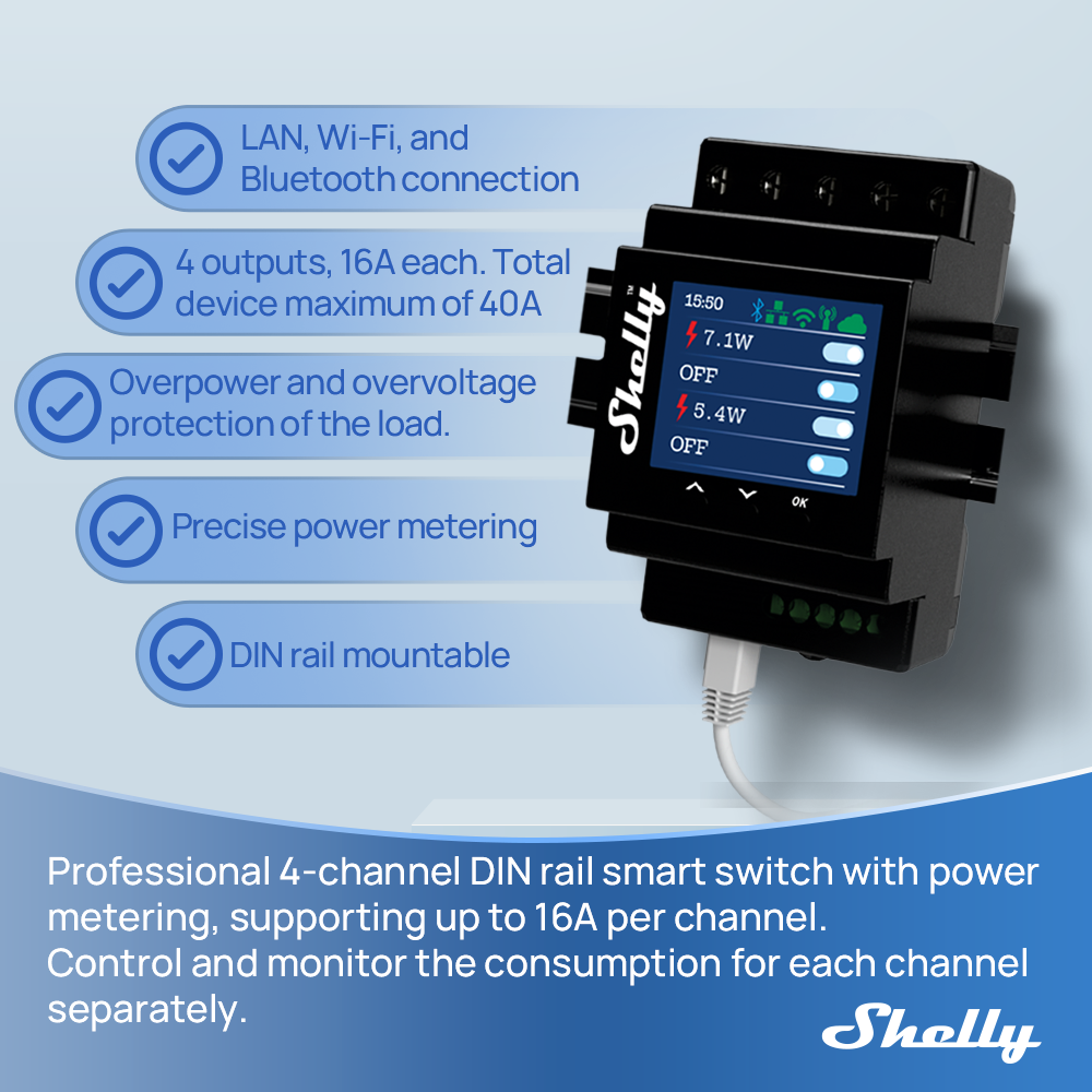 Shelly pro 4pm quatro canais r - Home Automation Technology avaliação e preço